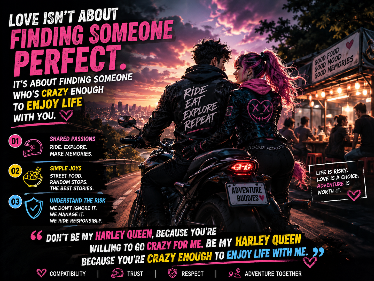 Two Helmets, One Road: Why Compatibility, Risk, and Selfhood Decide Who You Love
